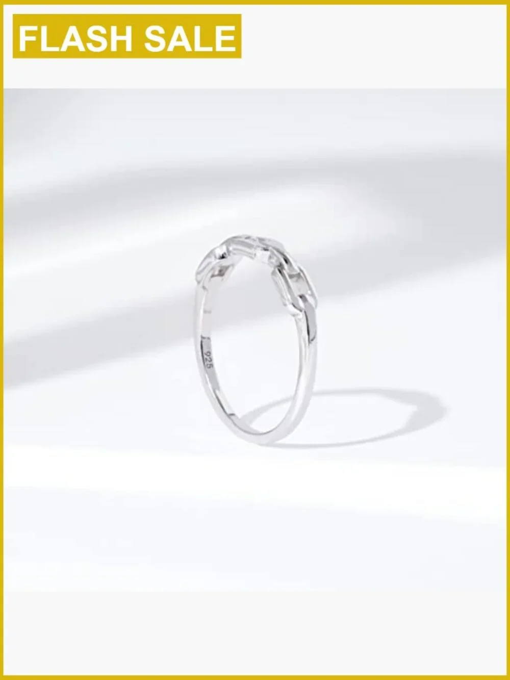 Rhodium Plated Sterling Silver Chain Link Accent Band Ring Size 10